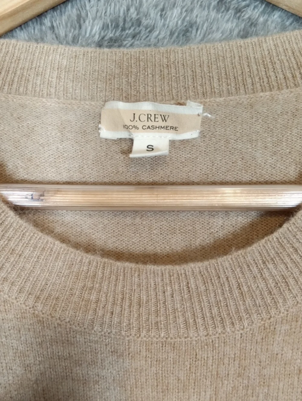 J Crew Cashmere Crewneck Sweater With Lurex Metallic Heart Neutral Fitted Small